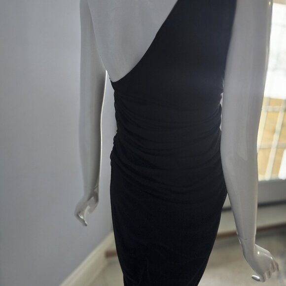 Holt Renfrew One-Shoulder Ruched Black Dress – Elegant Evening / Cocktail - Picture 3 of 5